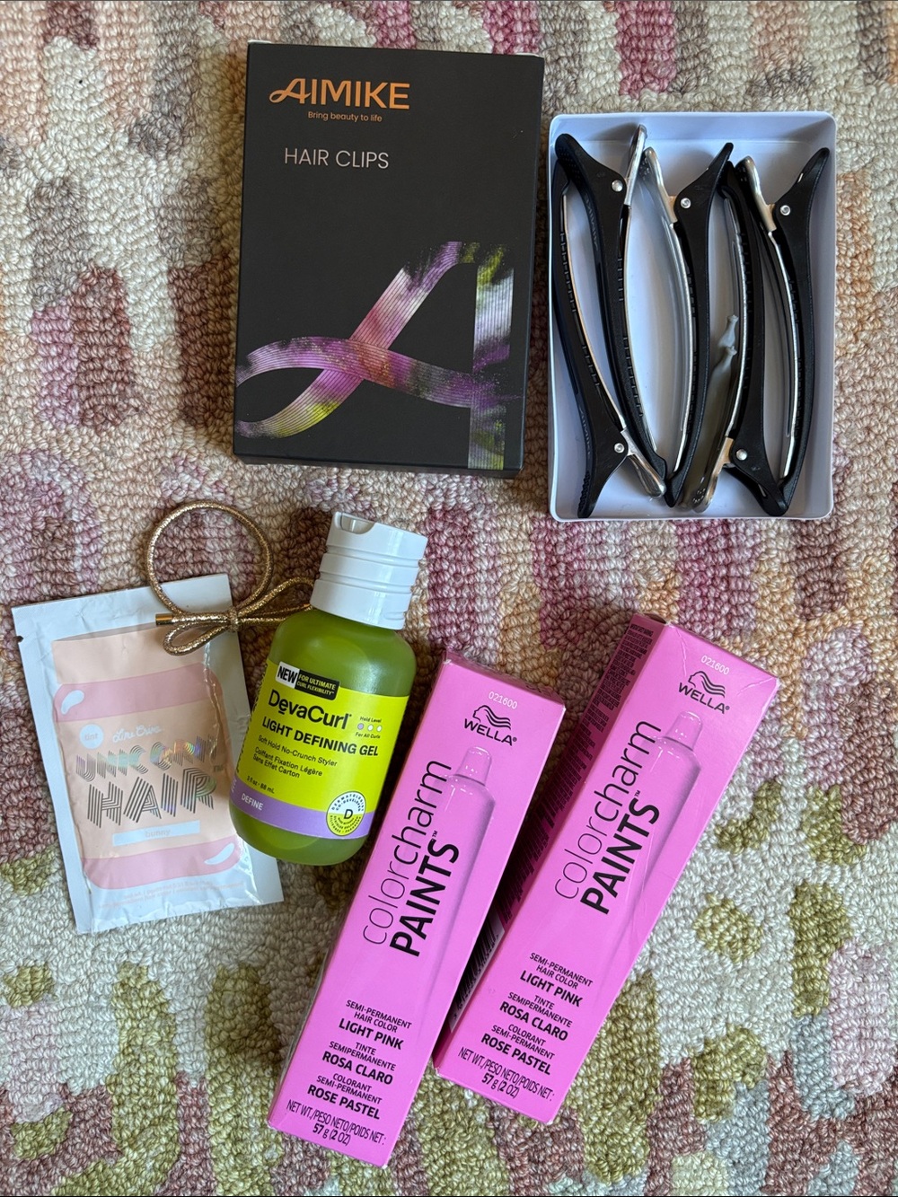 7- pc Hair bundle Colorcharm Paints Light Pink, Lime Crime Unicorn Hair Bunny ++